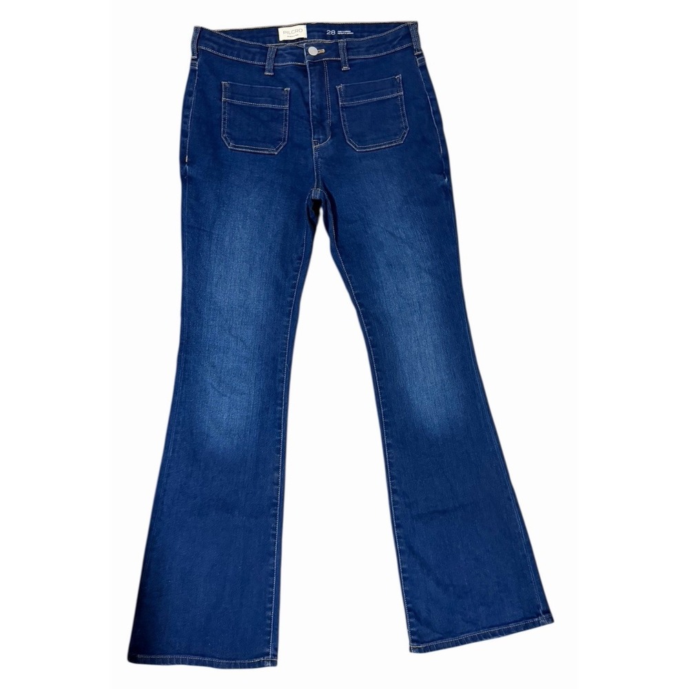 Pilcro Anthropologie The Icon Flare Jeans Mid Rise Retro Look Women's Size 28